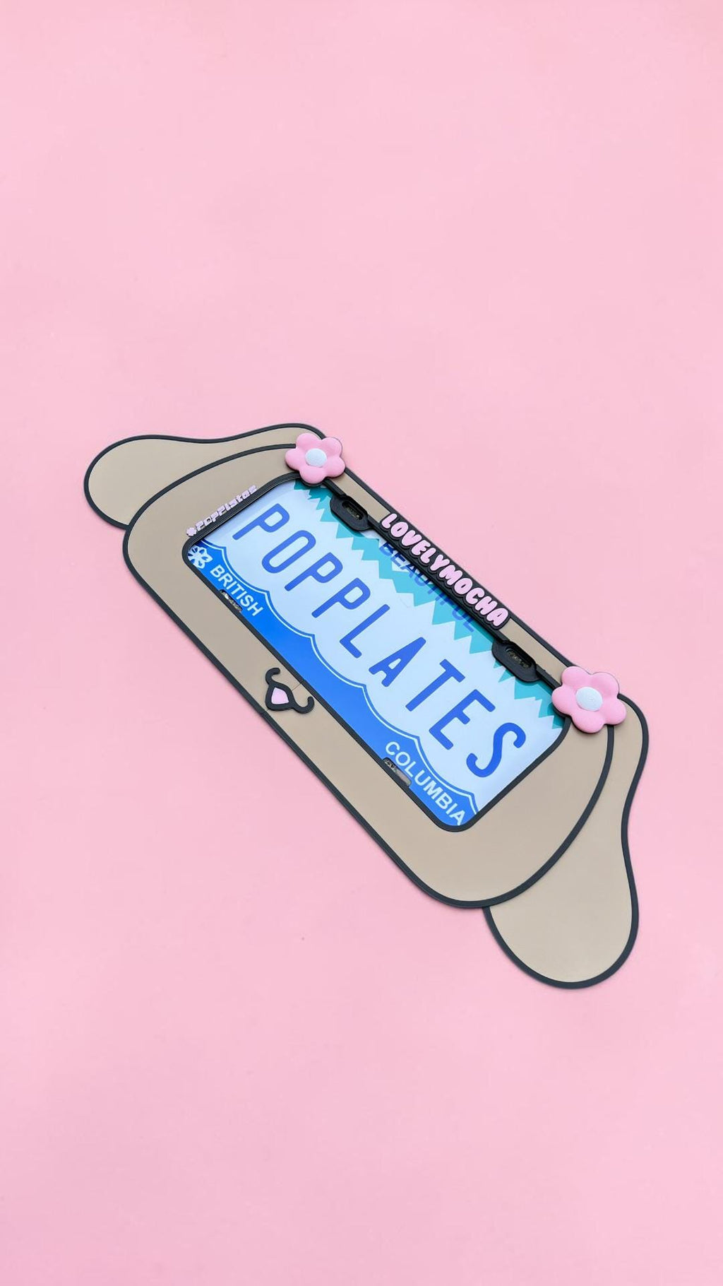 Mocha License Plate Frame – 3D Kawaii Sanri0 Car Accessory