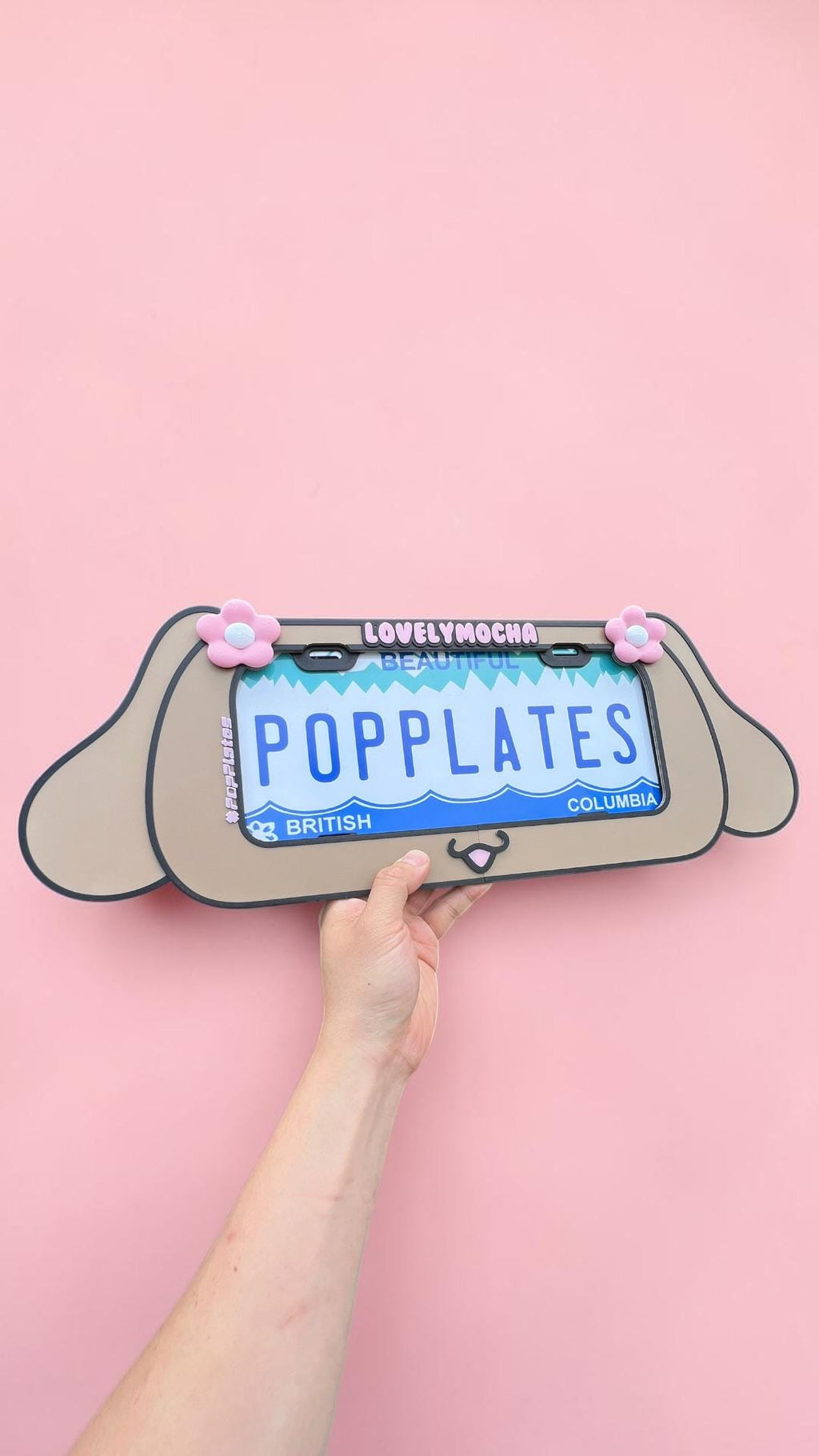 Mocha License Plate Frame – 3D Kawaii Sanri0 Car Accessory