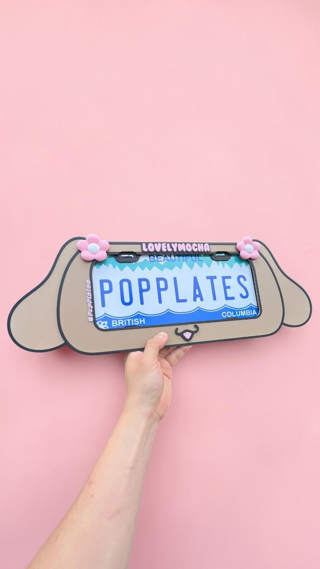 Mocha License Plate Frame – 3D Kawaii Sanri0 Car Accessory
