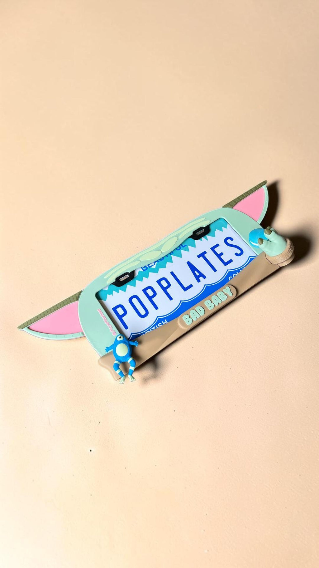 Hunter Rae Bad Baby PopPlate | Little Green Space Baby 3D License Plate Frame | Cute Sci-Fi Car Accessory