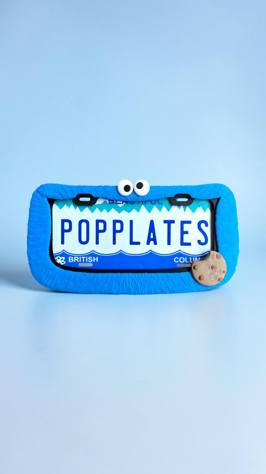 Blue Cookie-Loving Monster PopPlate – Fuzzy 3D License Plate Frame Main image