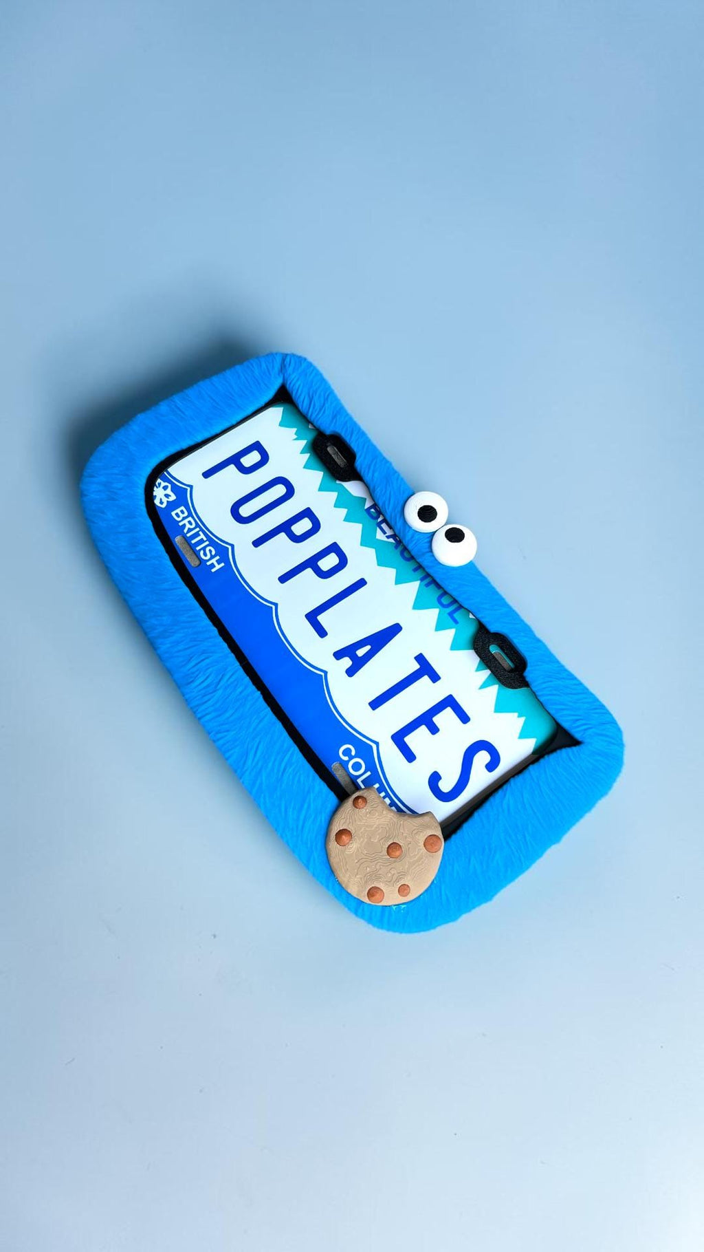 Blue Cookie-Loving Monster PopPlate – Fuzzy 3D License Plate Frame